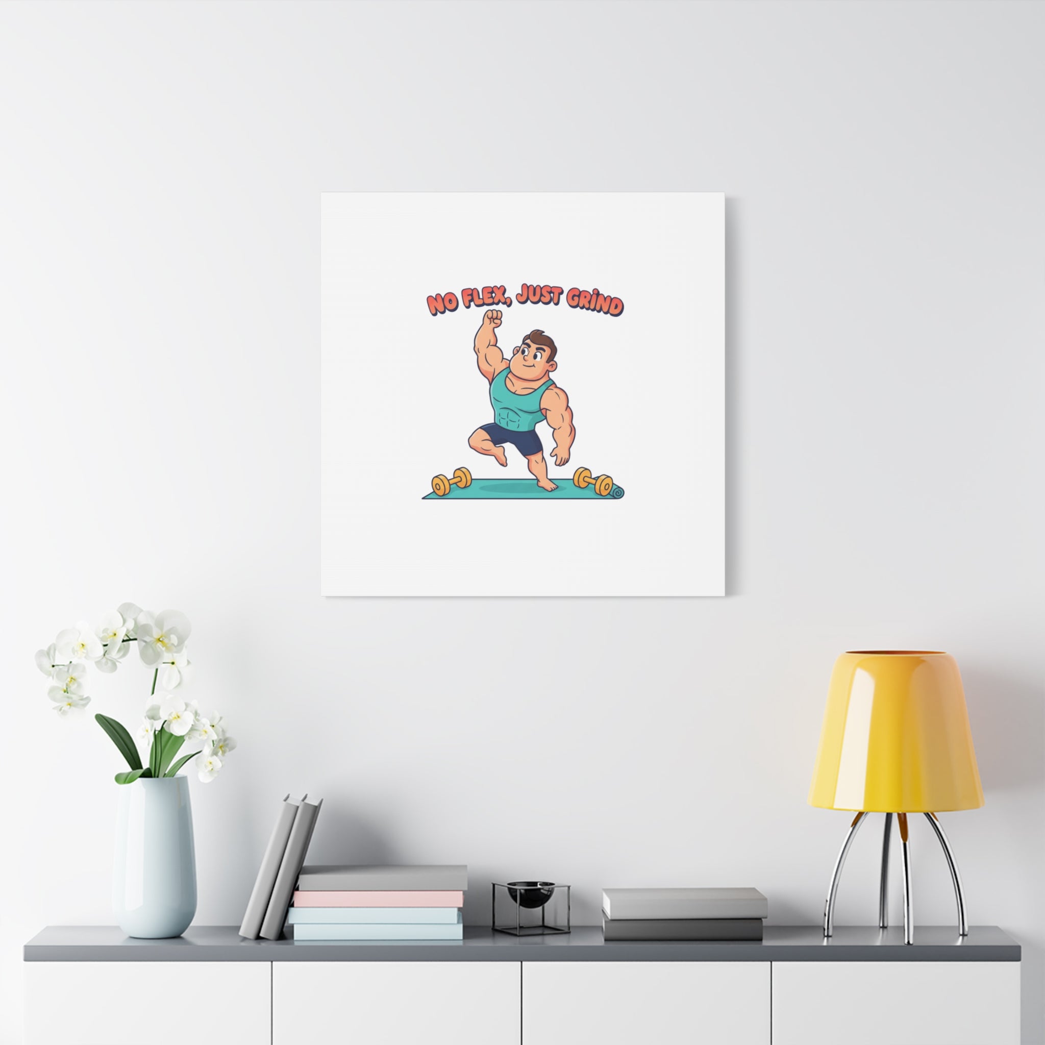 No Flex Just Grind canvas, Gymtimidation humor wall art | start small fitness décor
