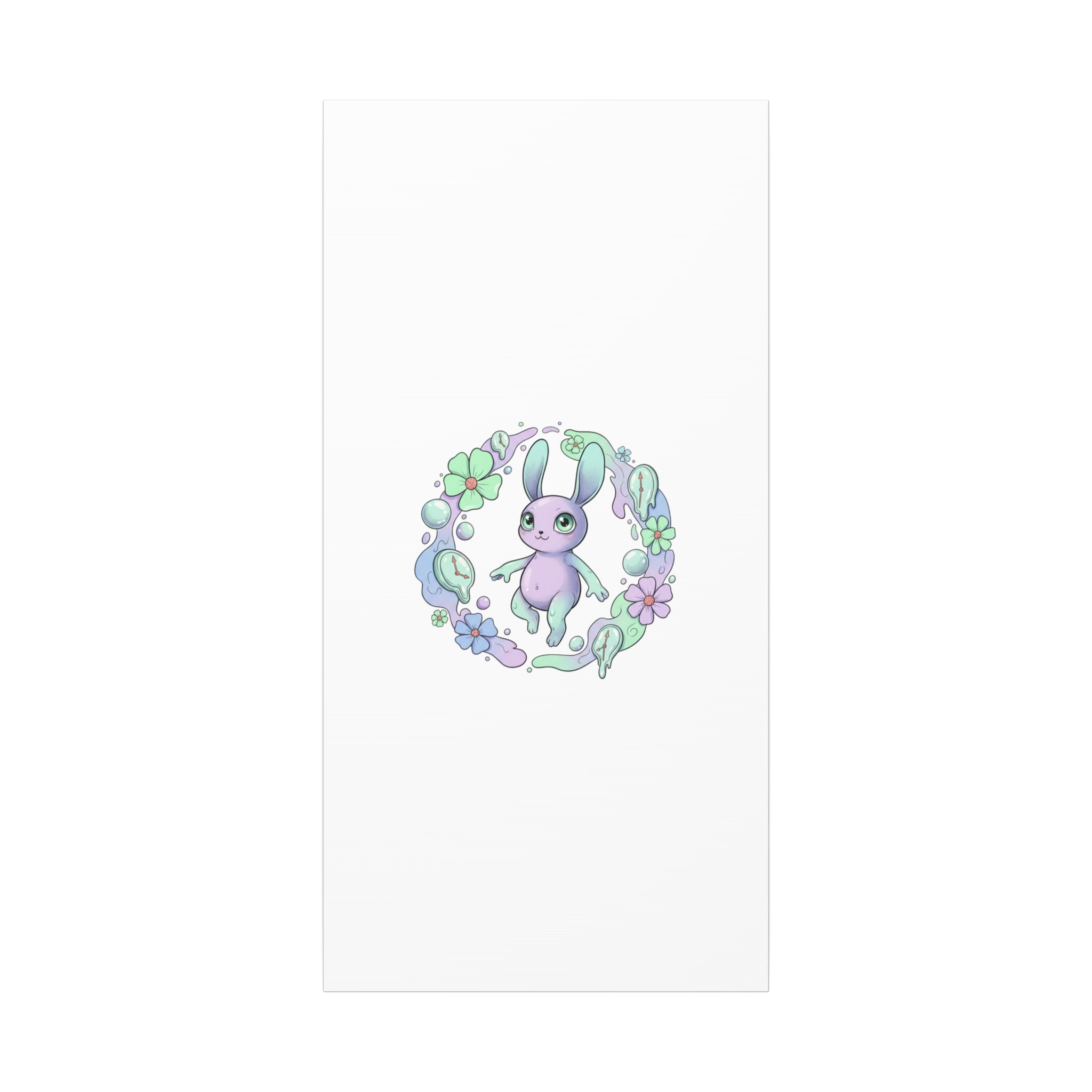Micro-Surreal Bunny Wreath Canvas | Weirdcore Micro-Surrealism Art