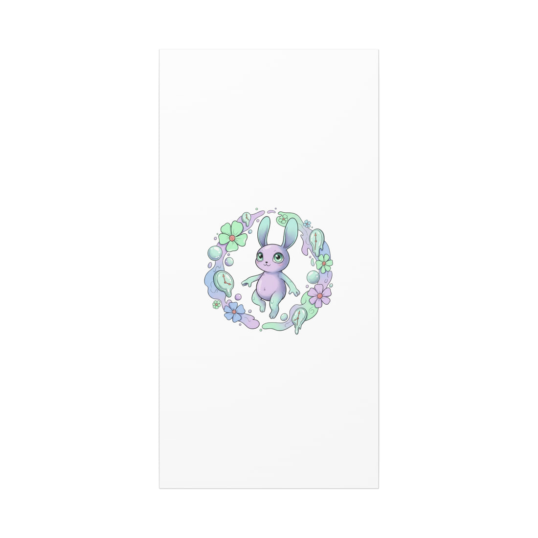 Micro-Surreal Bunny Wreath Canvas | Weirdcore Micro-Surrealism Art