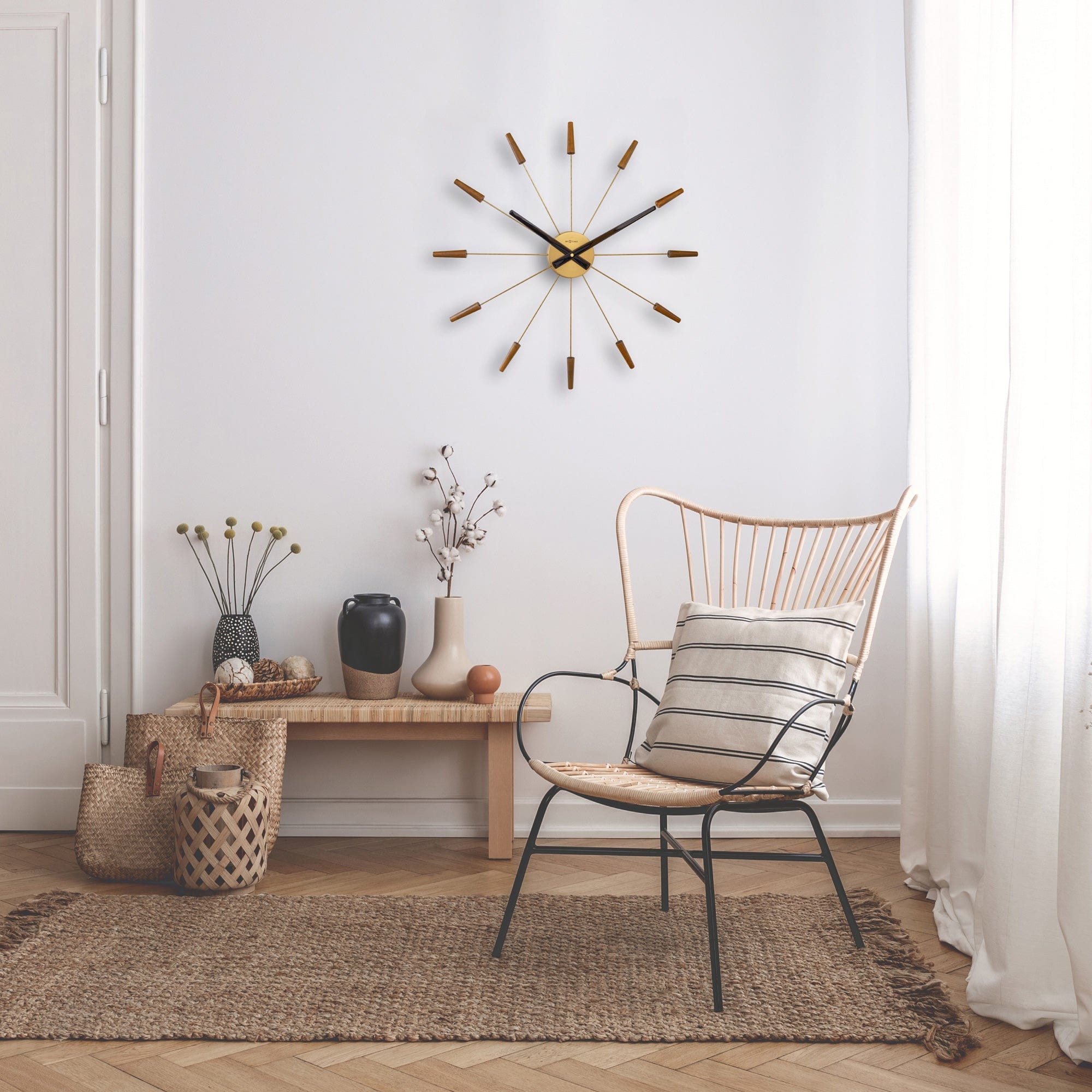 Large Wall clock 58cm - Silent - Wood/Stainless Steel - "Plug-Inn" - Goat Corp