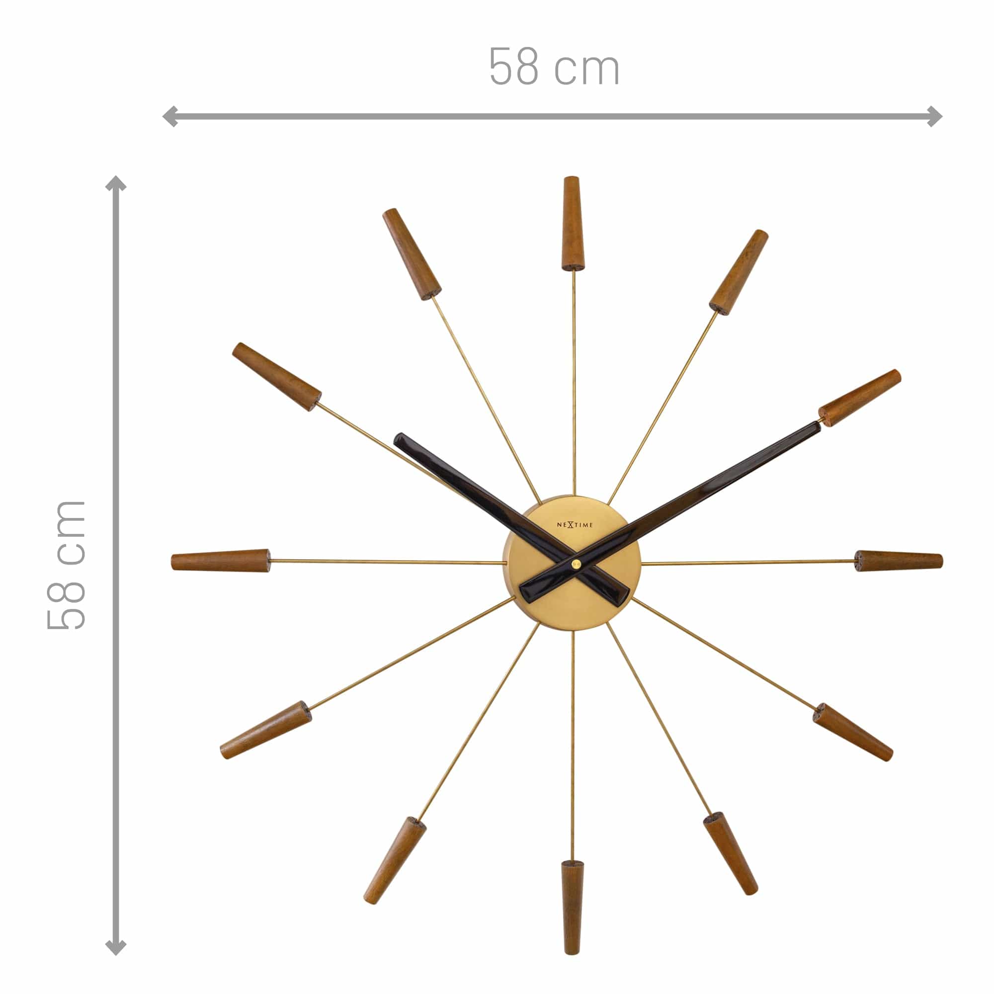Large Wall clock 58cm - Silent - Wood/Stainless Steel - "Plug-Inn" - Goat Corp