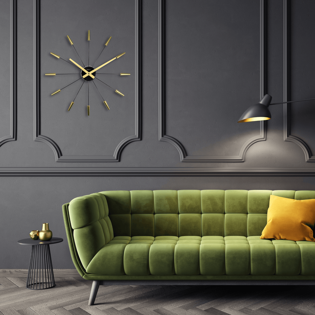 Silent Wall clock - Vintage - 58cm - Stainless Steel - 'Plug Inn' - Goat Corp