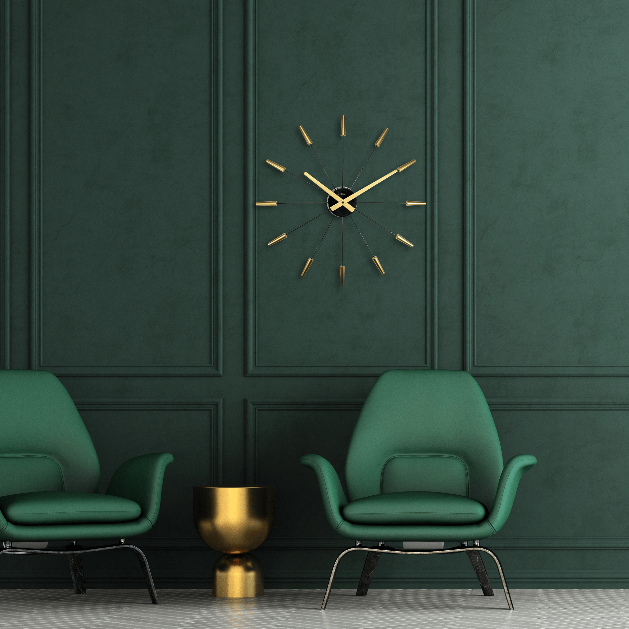 Silent Wall clock - Vintage - 58cm - Stainless Steel - 'Plug Inn' - Goat Corp