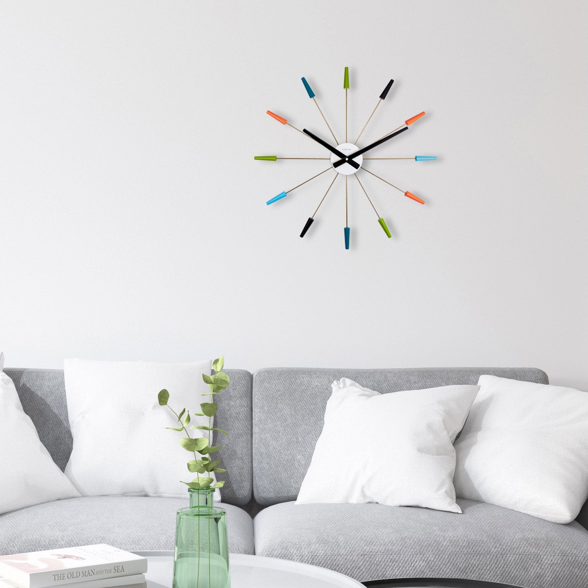 Silent Wall clock - Vintage - 58cm - Stainless Steel - 'Plug Inn' - Goat Corp