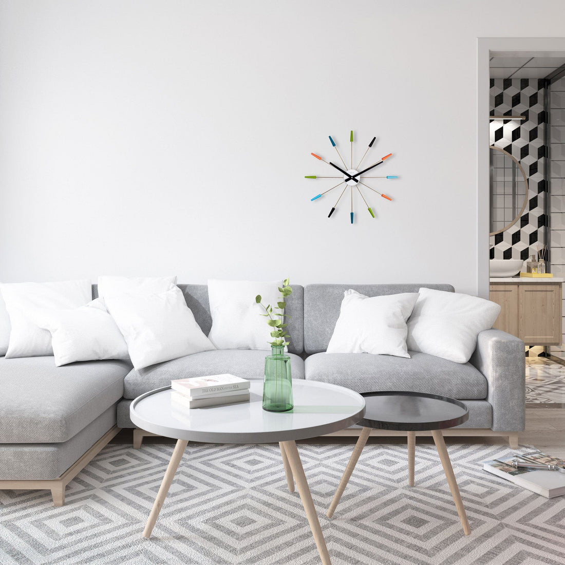 Silent Wall clock - Vintage - 58cm - Stainless Steel - 'Plug Inn' - Goat Corp