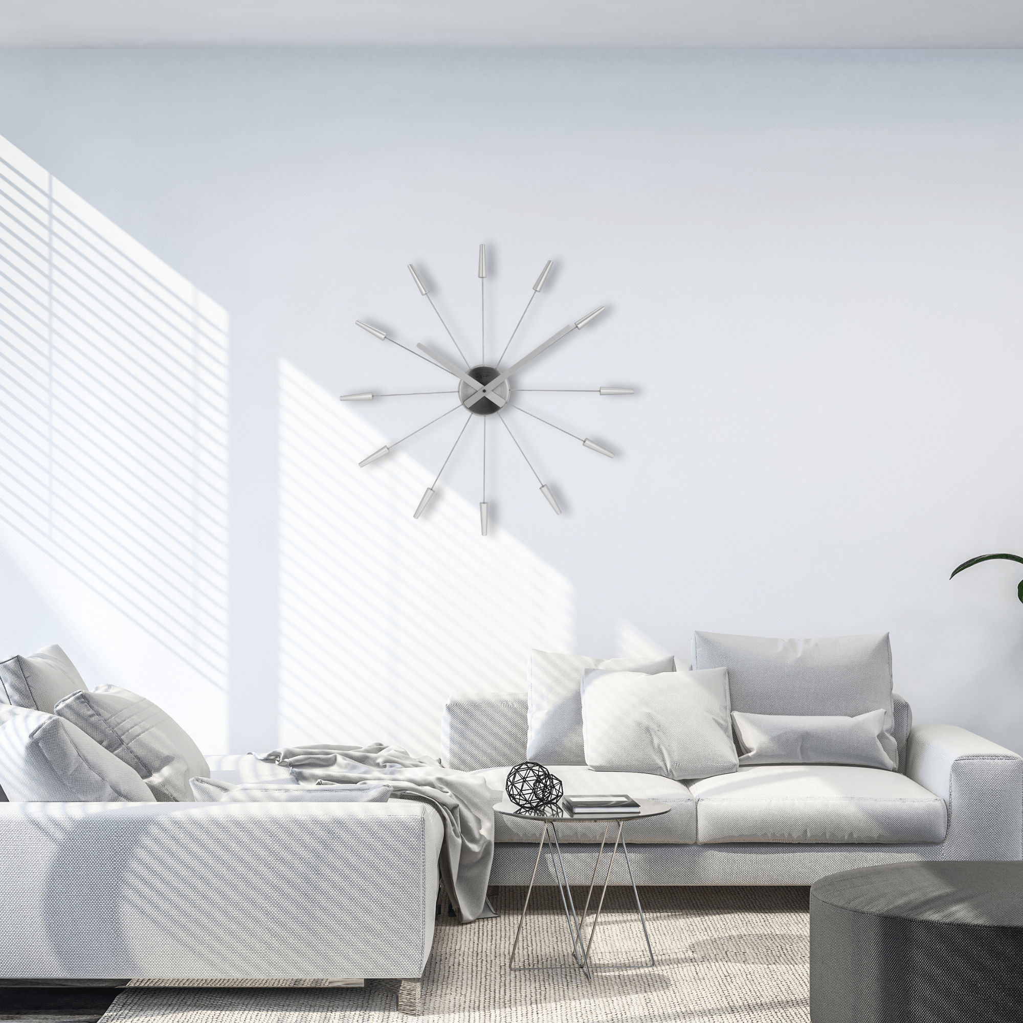 Silent Wall clock - Vintage - 58cm - Stainless Steel - 'Plug Inn' - Goat Corp