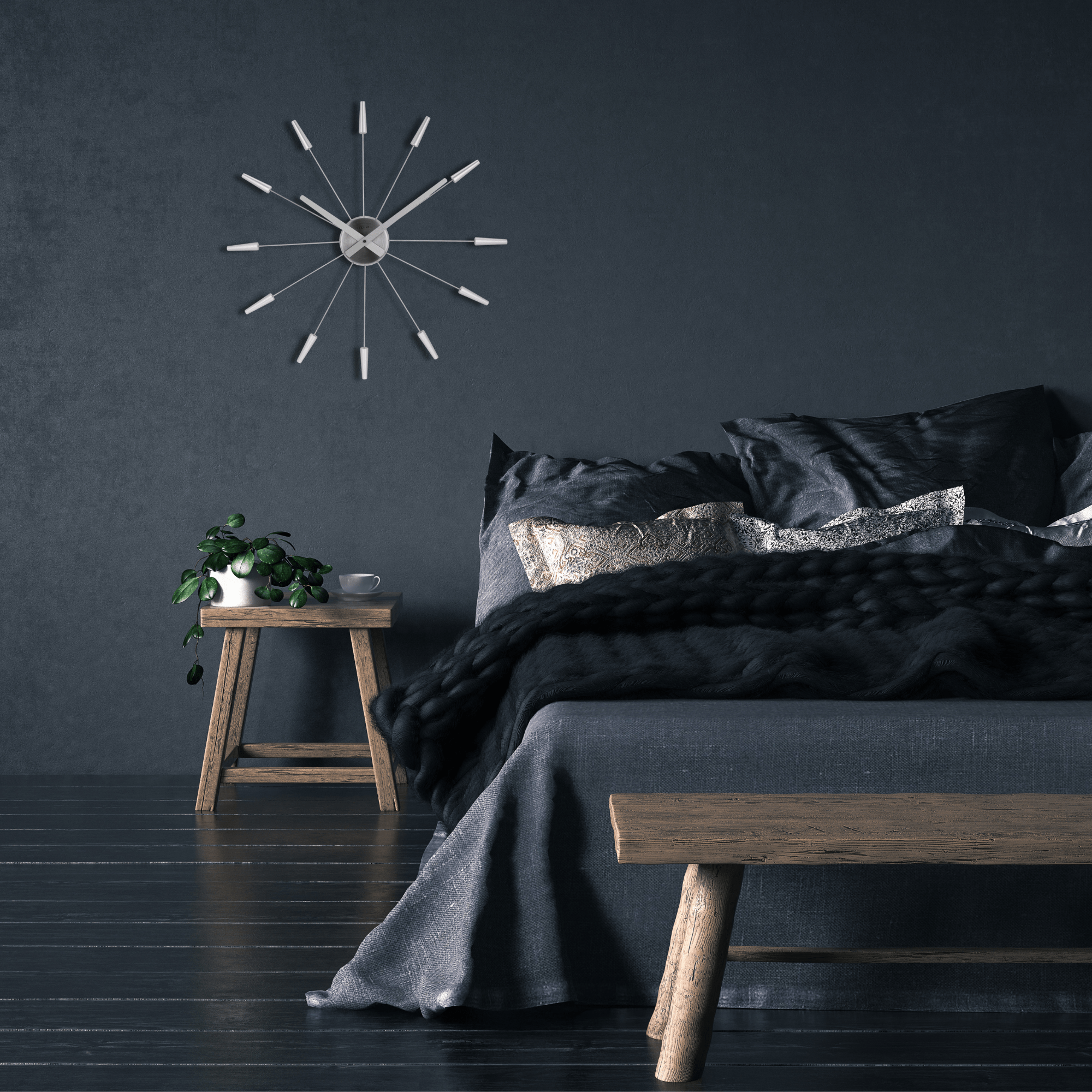 Silent Wall clock - Vintage - 58cm - Stainless Steel - 'Plug Inn' - Goat Corp