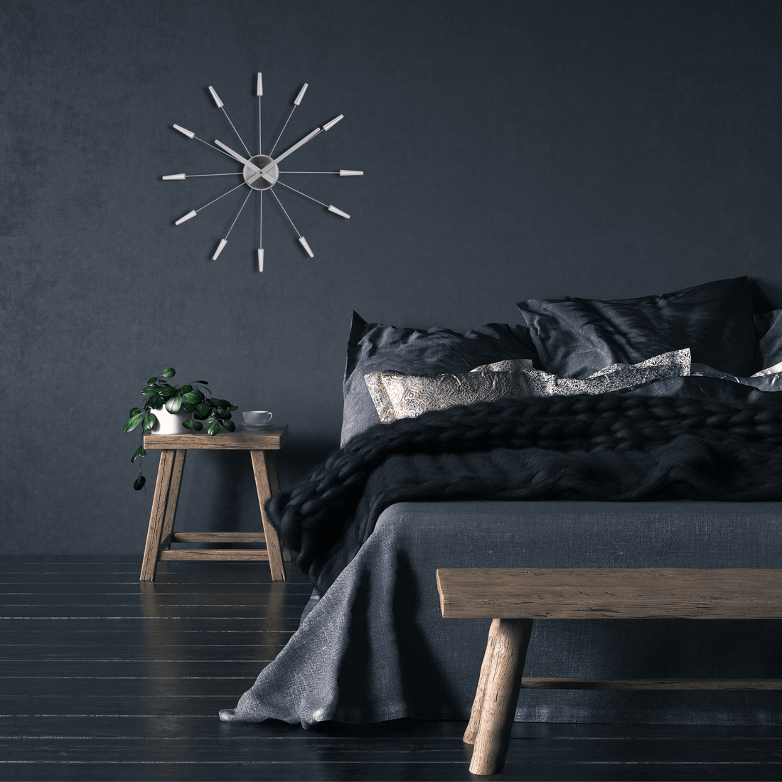 Silent Wall clock - Vintage - 58cm - Stainless Steel - 'Plug Inn' - Goat Corp