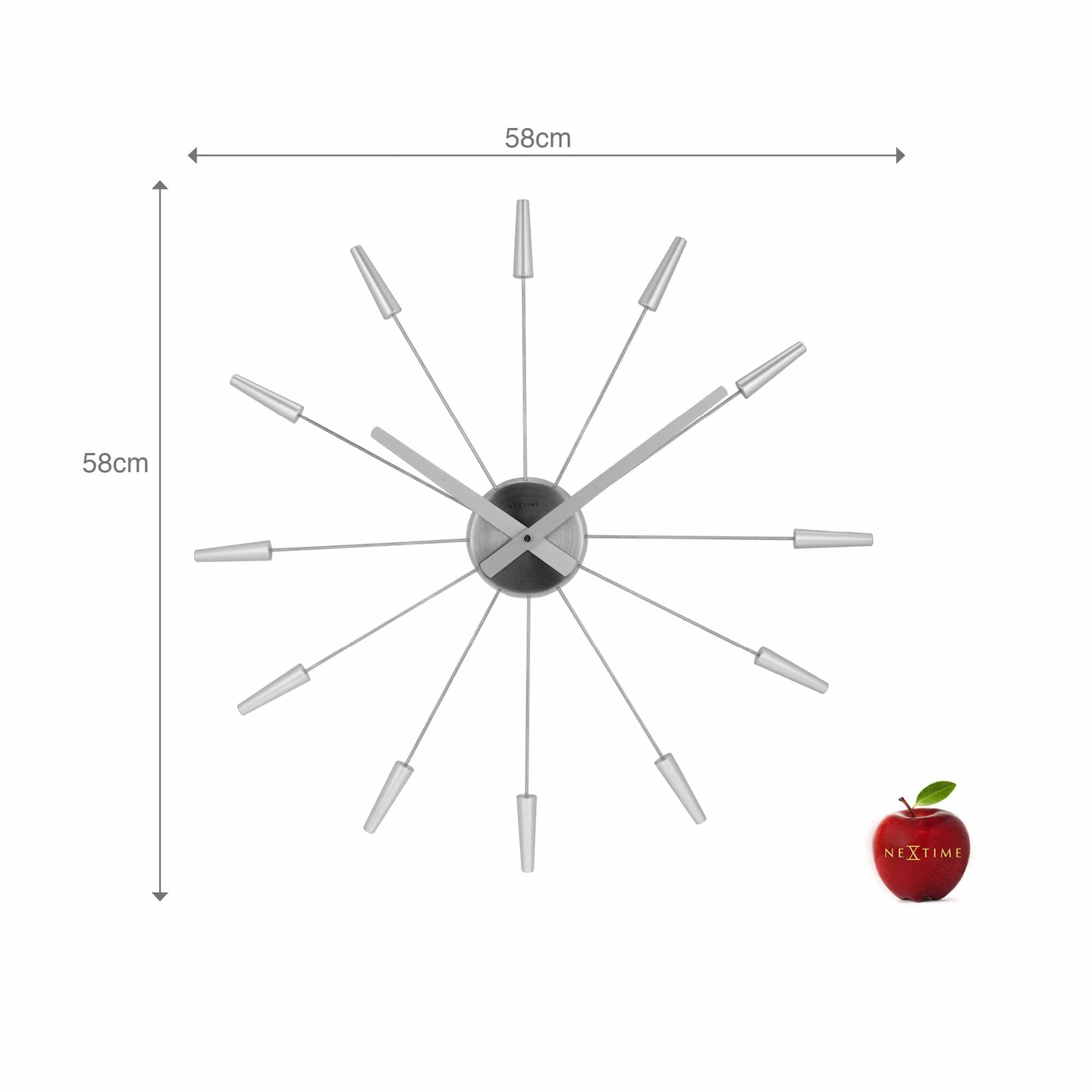 Silent Wall clock - Vintage - 58cm - Stainless Steel - 'Plug Inn' - Goat Corp