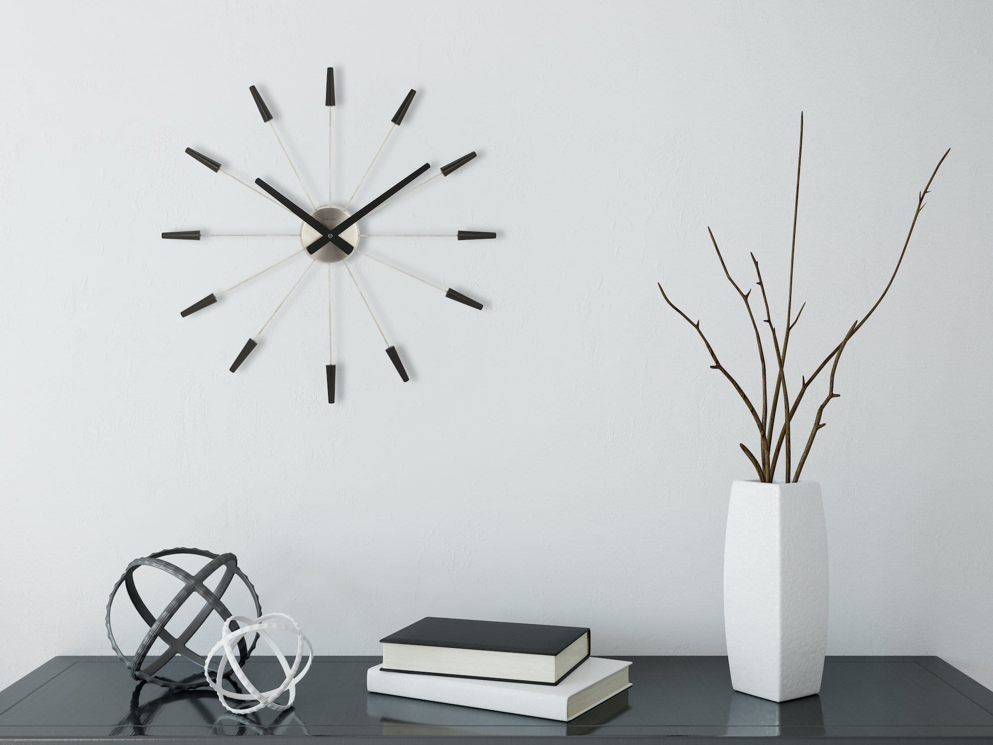 Silent Wall clock - Vintage - 58cm - Stainless Steel - 'Plug Inn' - Goat Corp