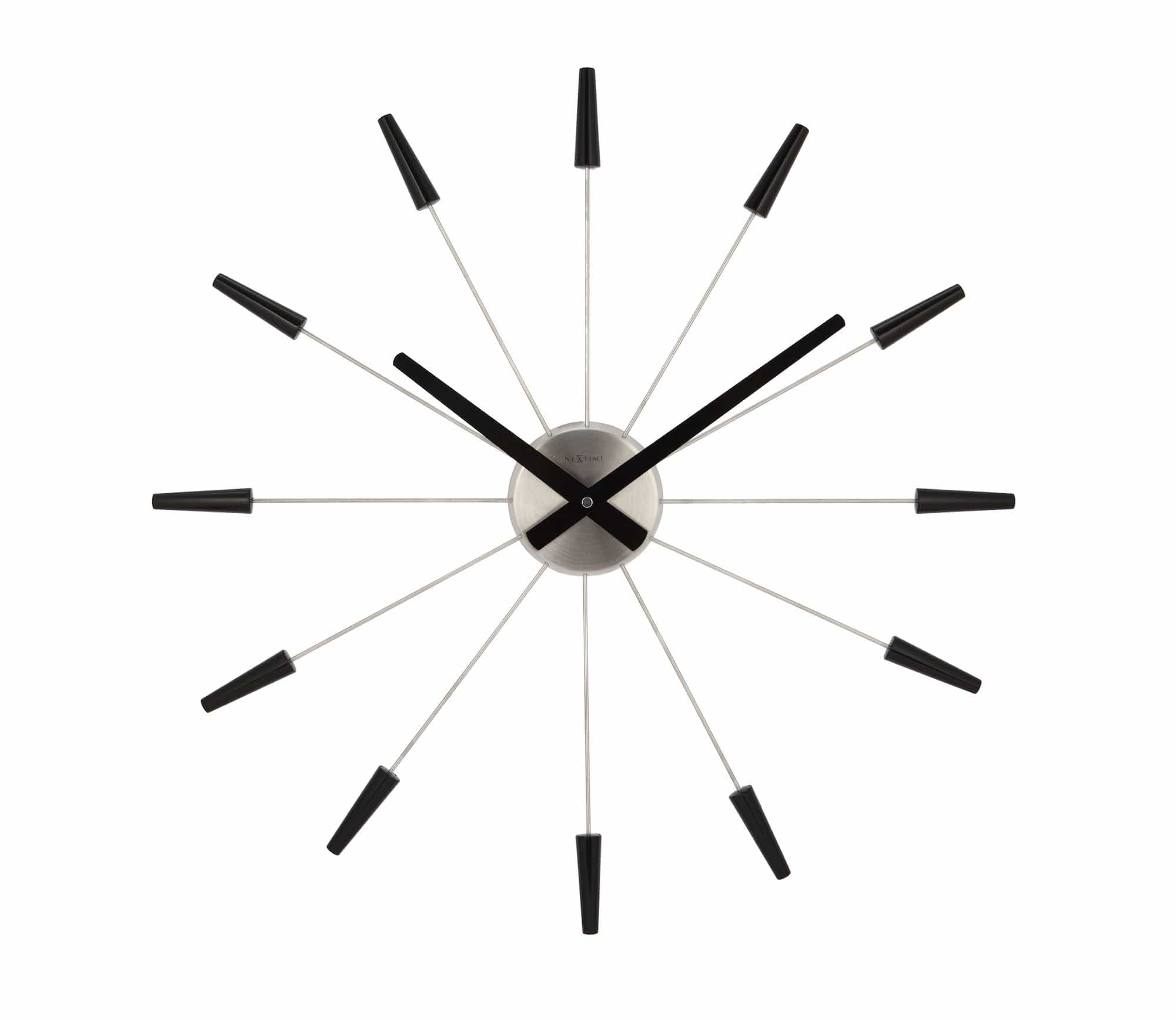 Silent Wall clock - Vintage - 58cm - Stainless Steel - 'Plug Inn'