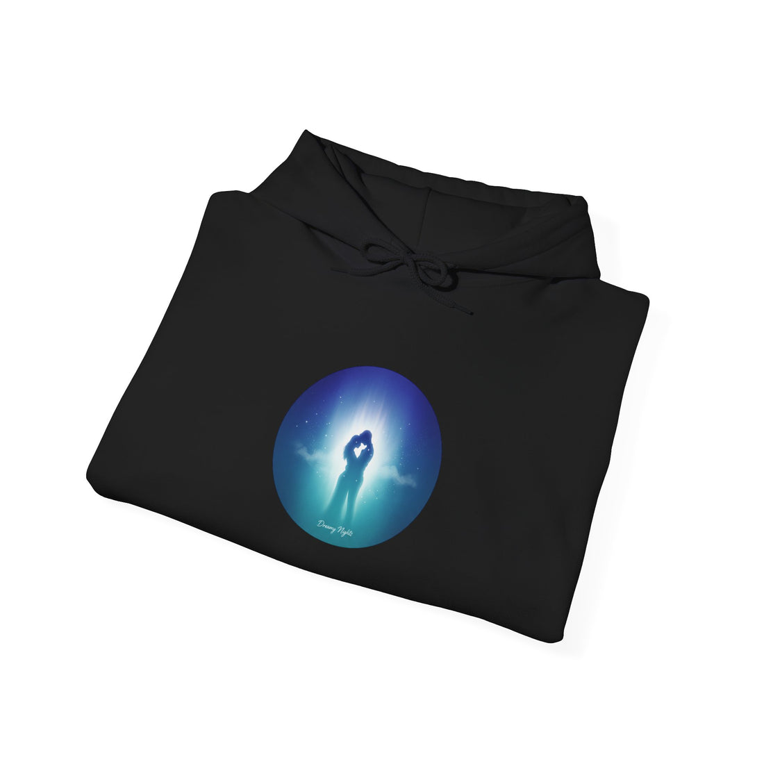 Afterlight Nightscape hoodie | luminous aura circle, cosmic floral aesthetic