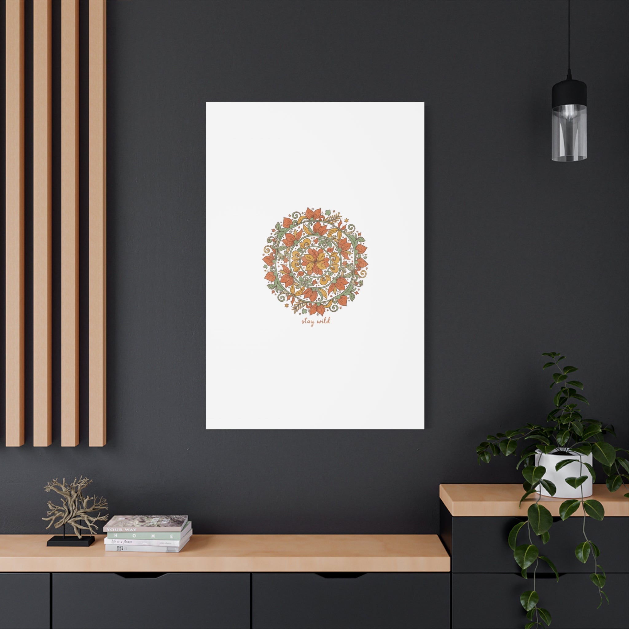 Stay Wild Mandala Canvas, Boho Paisley Wall Art | Artisanal Boho Print