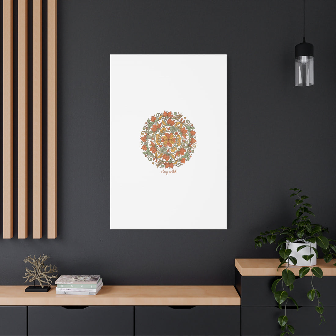 Stay Wild Mandala Canvas, Boho Paisley Wall Art | Artisanal Boho Print