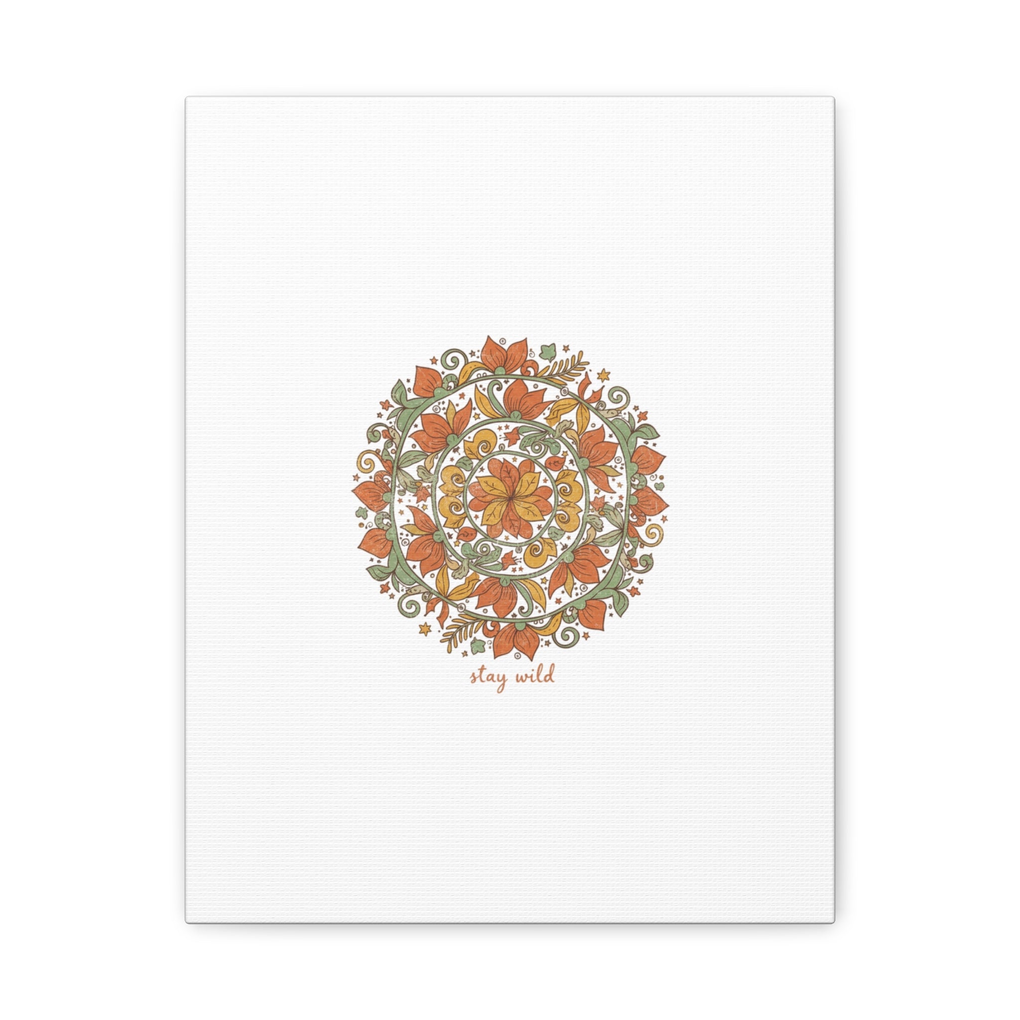 Stay Wild Mandala Canvas, Boho Paisley Wall Art | Artisanal Boho Print
