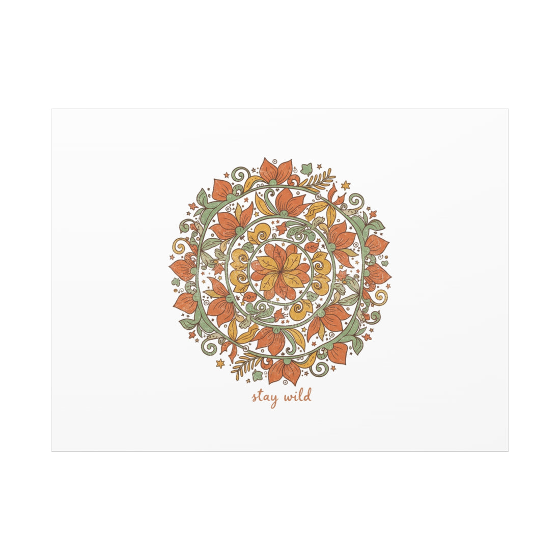 Stay Wild Mandala Canvas, Boho Paisley Wall Art | Artisanal Boho Print