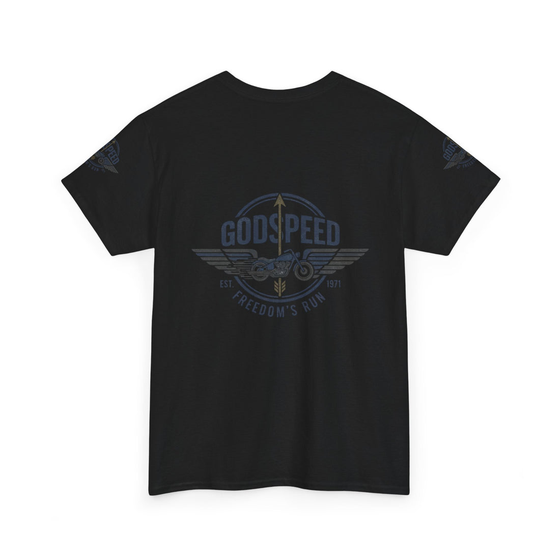 Godspeed Freedom Run Unisex Heavy Cotton Tee, Classic Graphic T-Shirt, Casual Wear, Gift for Runners, Vintage Style Apparel - Goat Corp