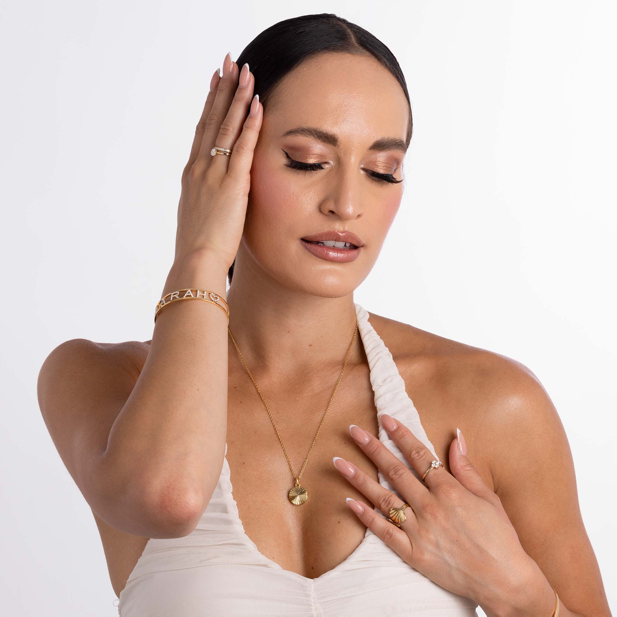 3D name stones bangle gold