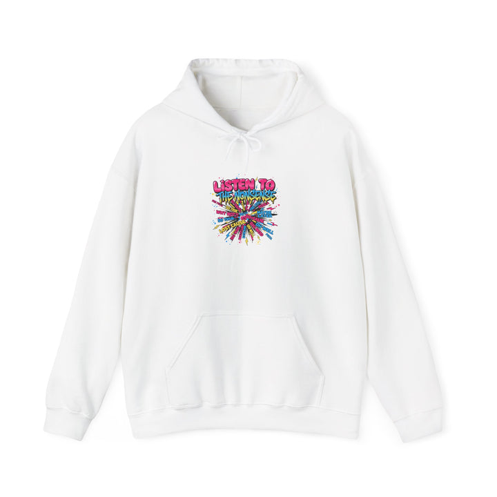 listen to chaos Hoodie | slogan & glitch graphic, meme phrase sweatshirt