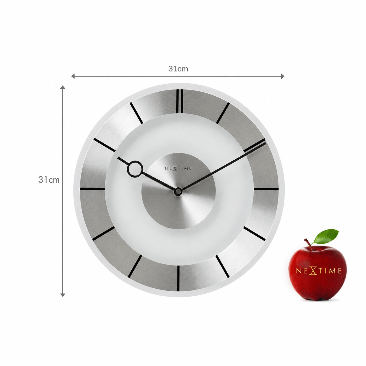 Wall clock -  31 cm - Aluminium - Glass - 'Retro'