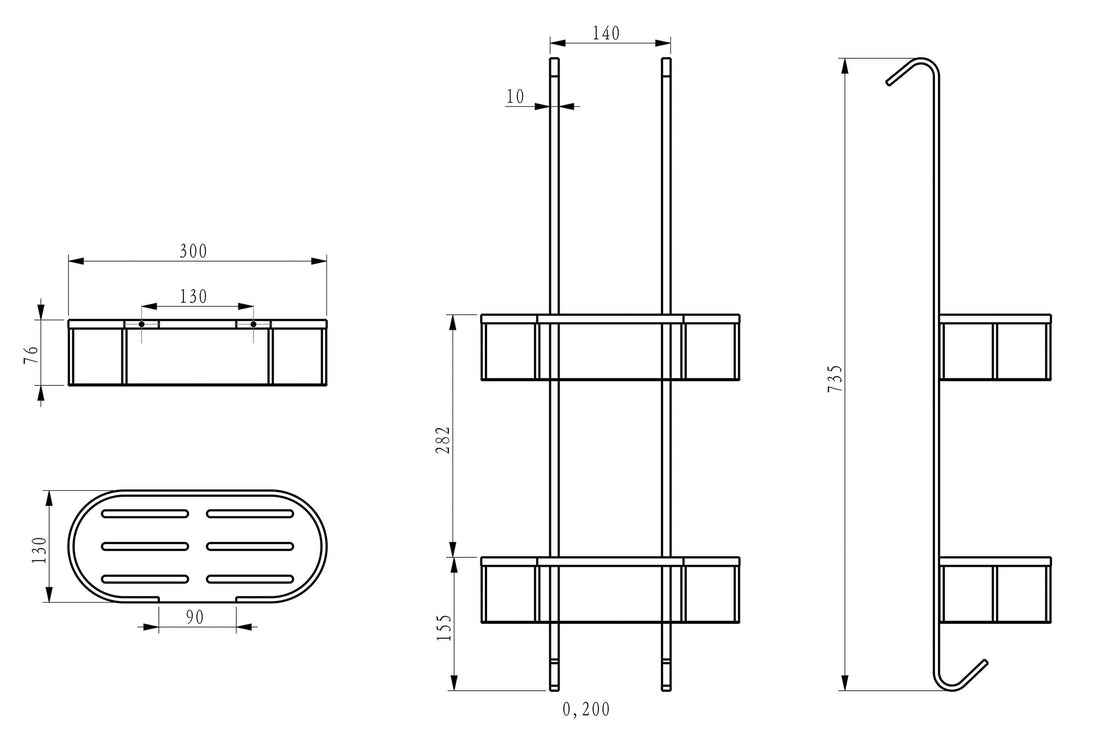 Wiesbaden Style 80 cm chroom hangrek