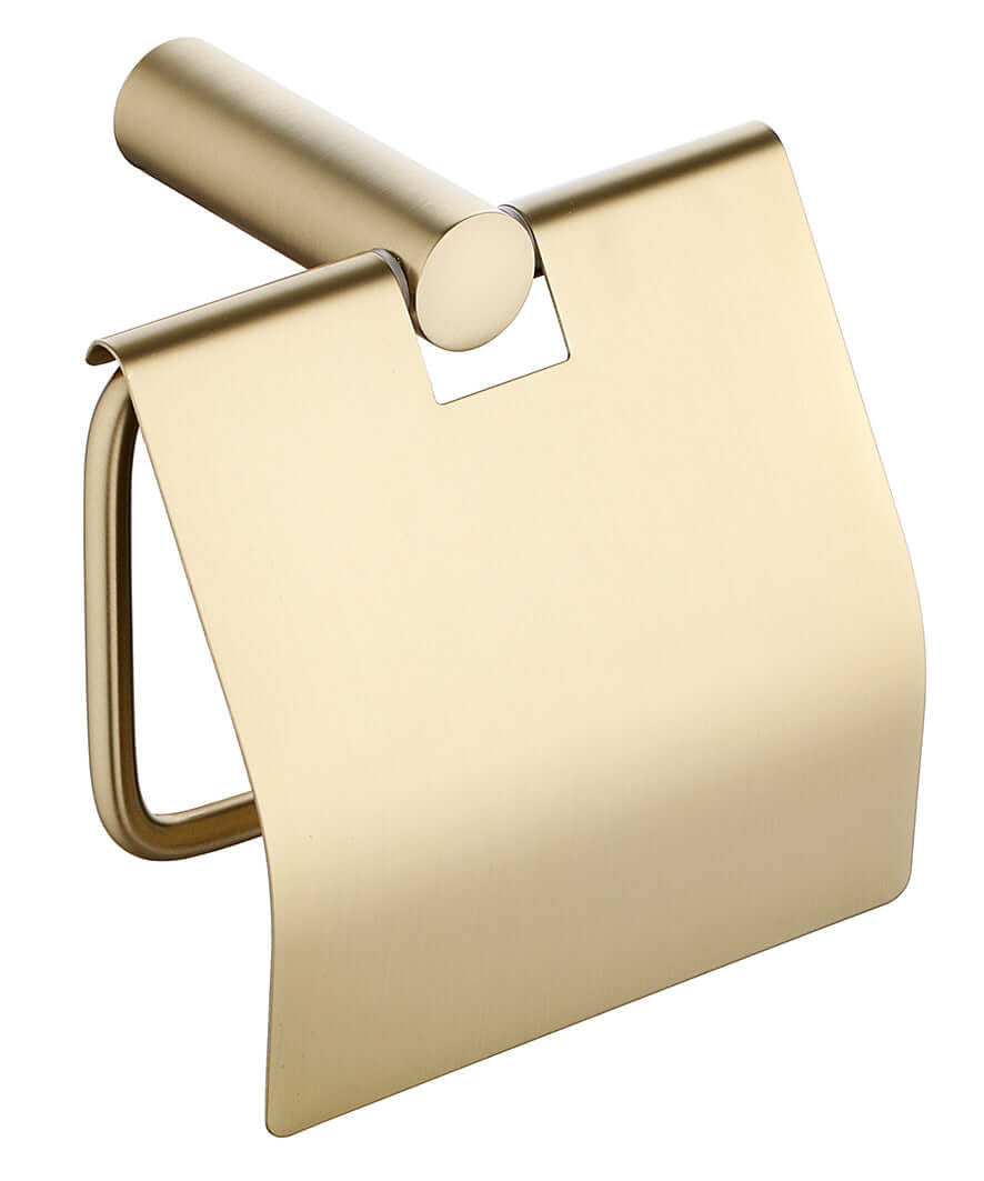 Wiesbaden Ida toiletrolhouder met klep in geborsteld messing goud
