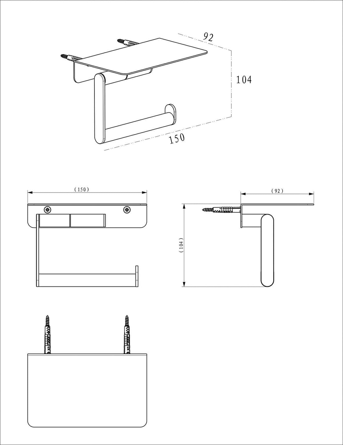 Alonzo Toiletrolhouder met Plank Wiesbaden Chroom