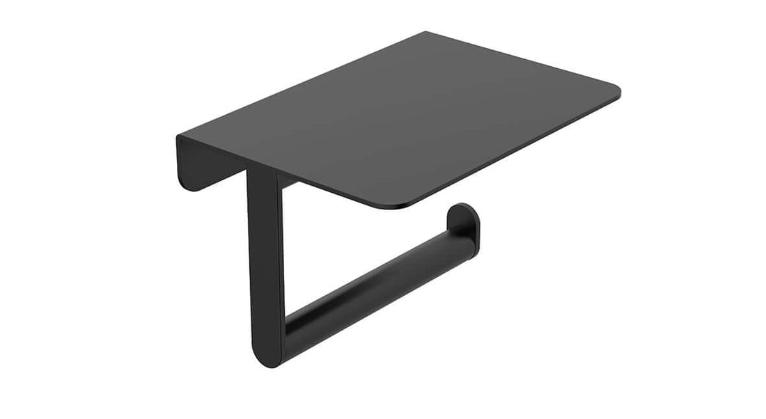 Alonzo Toiletrolhouder met Plank Mat Zwart Wiesbaden