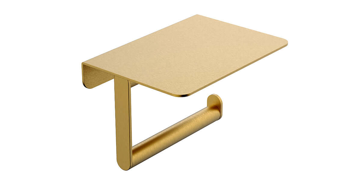 Alonzo Toiletrolhouder met Plank Geborsteld Messing Wiesbaden