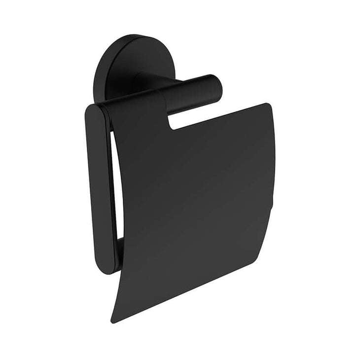 Alonzo Toiletrolhouder Wiesbaden met klep in mat zwart