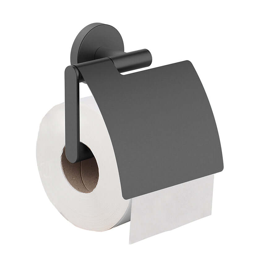 Alonzo toiletrolhouder met klep gunmetal PVD