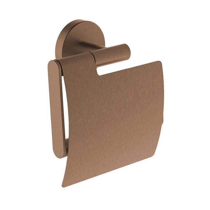 Alonzo toiletrolhouder met klep geborsteld brons koper PVD