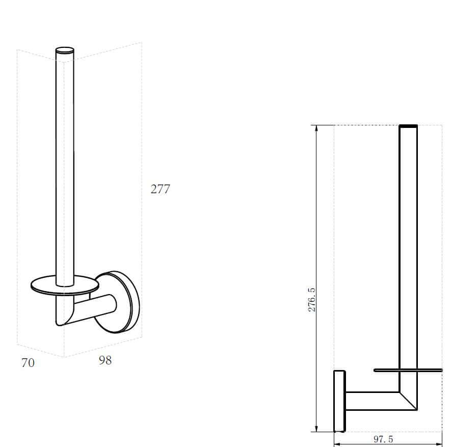 Alonzo RVS Gunmetal Reserverolhouder Wiesbaden