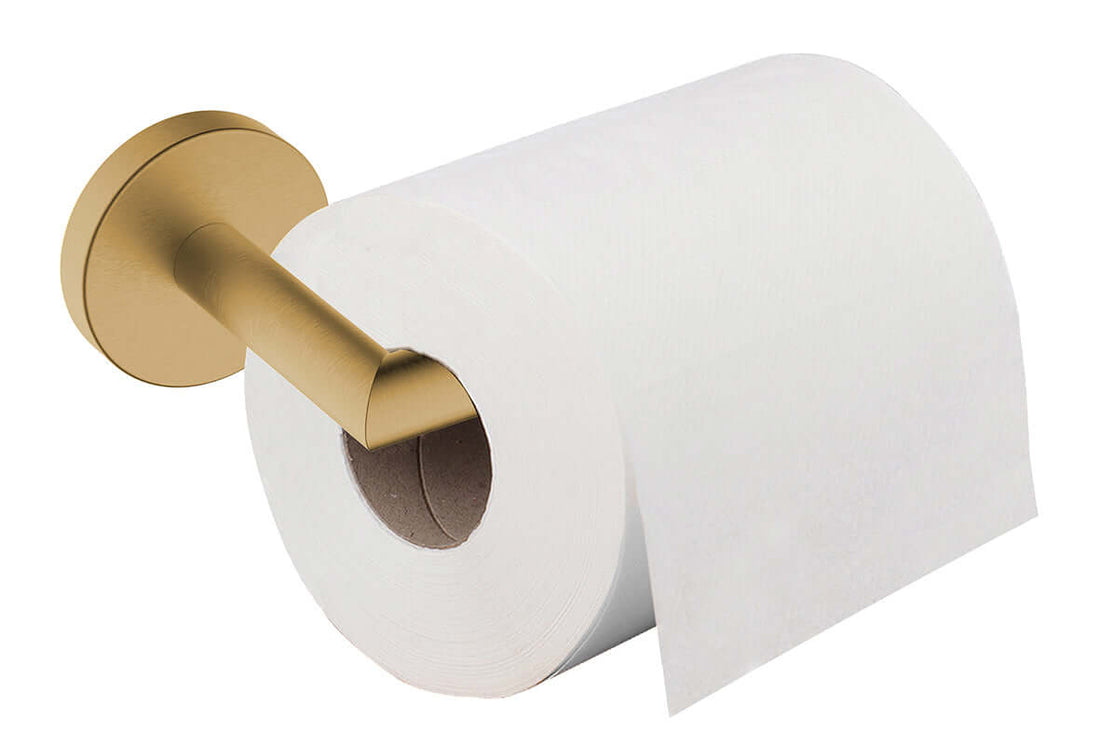 Alonzo toiletrolhouder met vaste arm geborsteld messing PVD