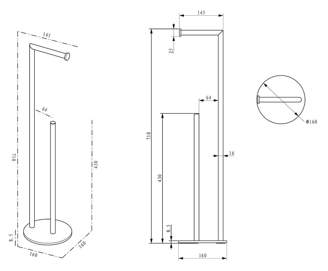 Alonzo toiletrolhouder met reserverolhouder vrijstaand chroom