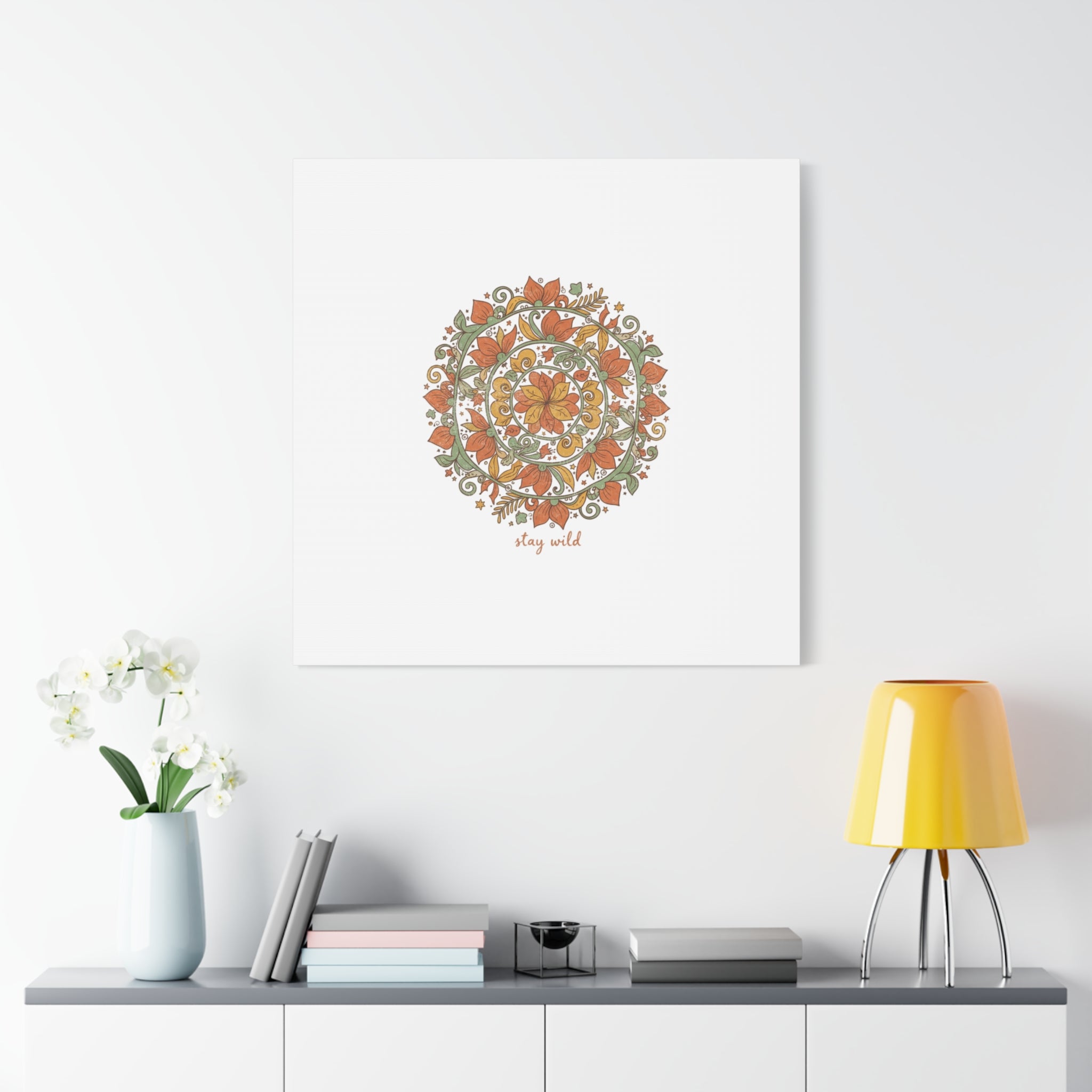 Stay Wild Mandala Canvas, Boho Paisley Wall Art | Artisanal Boho Print