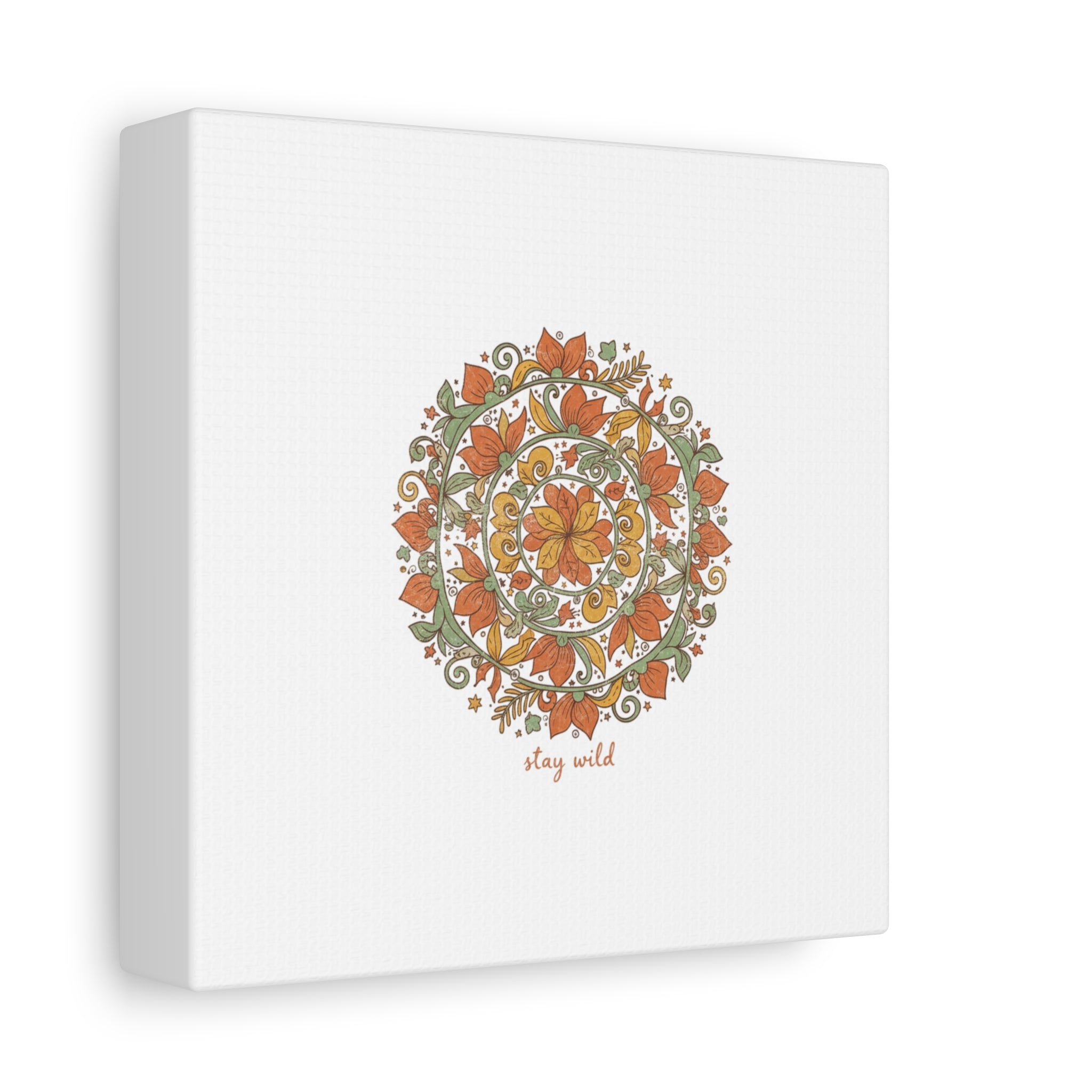 Stay Wild Mandala Canvas, Boho Paisley Wall Art | Artisanal Boho Print