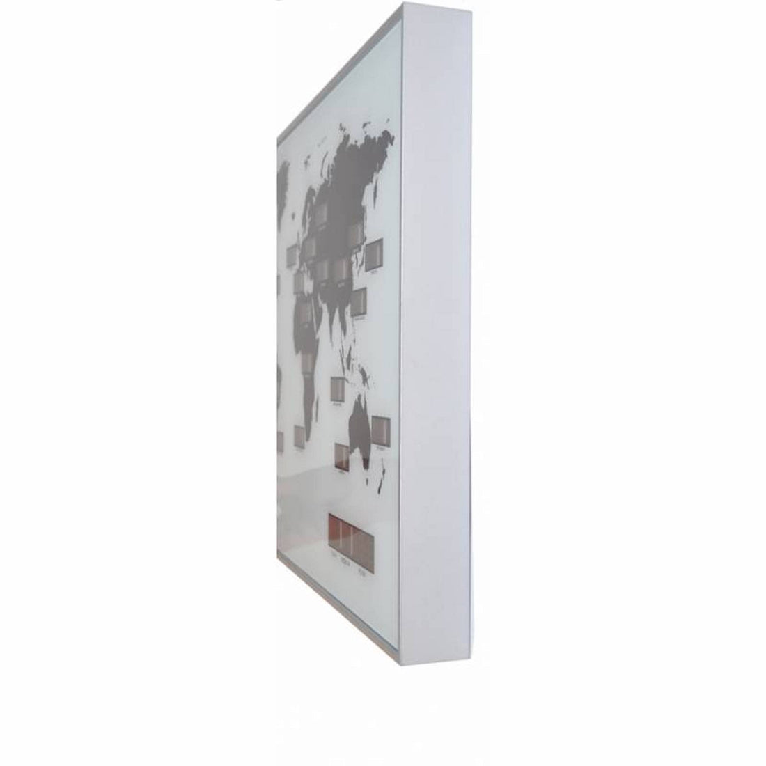Wall clock - 55 x 36 x 4 cm - Glass - Aluminum - World time clock - 'World Time Digit' - Goat Corp