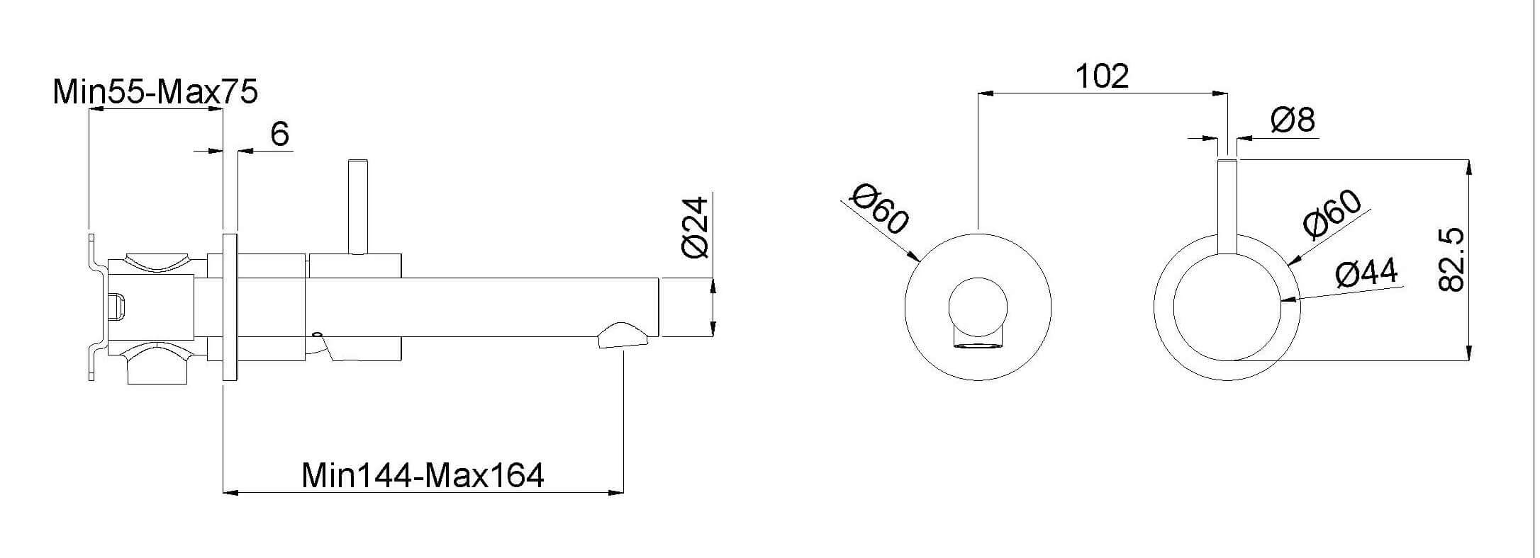 Wiesbaden Style inbouwwastafelmengkraan, 1-hendel chroom