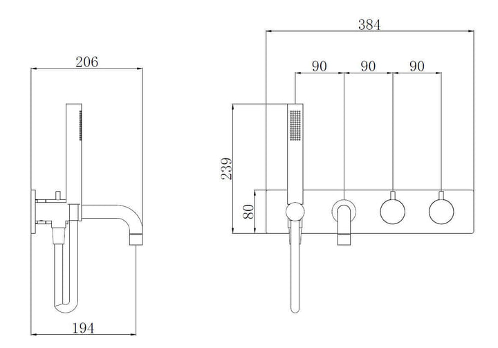 Wiesbaden Style 2-knops inbouwbadthermostaatkraan chroom
