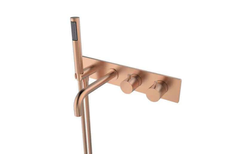 Wiesbaden-stijl inbouwbadthermostaatkraan met 2 knoppen, geborsteld koper