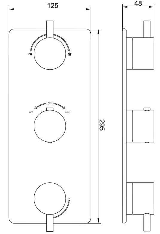 3-weg inbouwthermostaatafwerkingsset Wiesbaden in geborsteld bronskoper