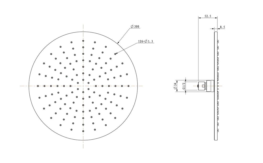 30X30 Cm Matzwarte ronde hoofddouche Wiesbaden