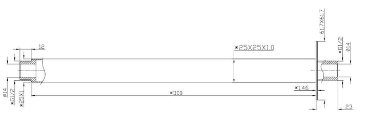 Rombo douchearm met plafondbevestiging 30 cm mat zwart