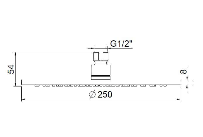 UniMatch hoofddouche rond 25 x 0,8 cm geborsteld staal PVD