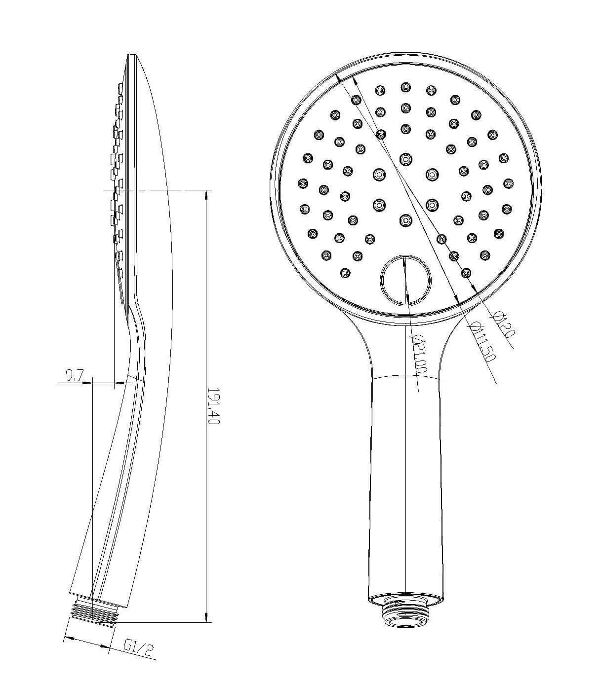 Wiesbaden Remi Schuifstangset met handdouche 3 standen 150 cm Chroom