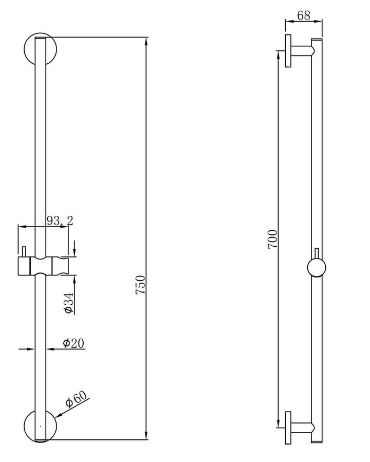 Wiesbaden Remi Schuifstangset met stang Handdouche 1 standaard 150 cm geborsteld staal