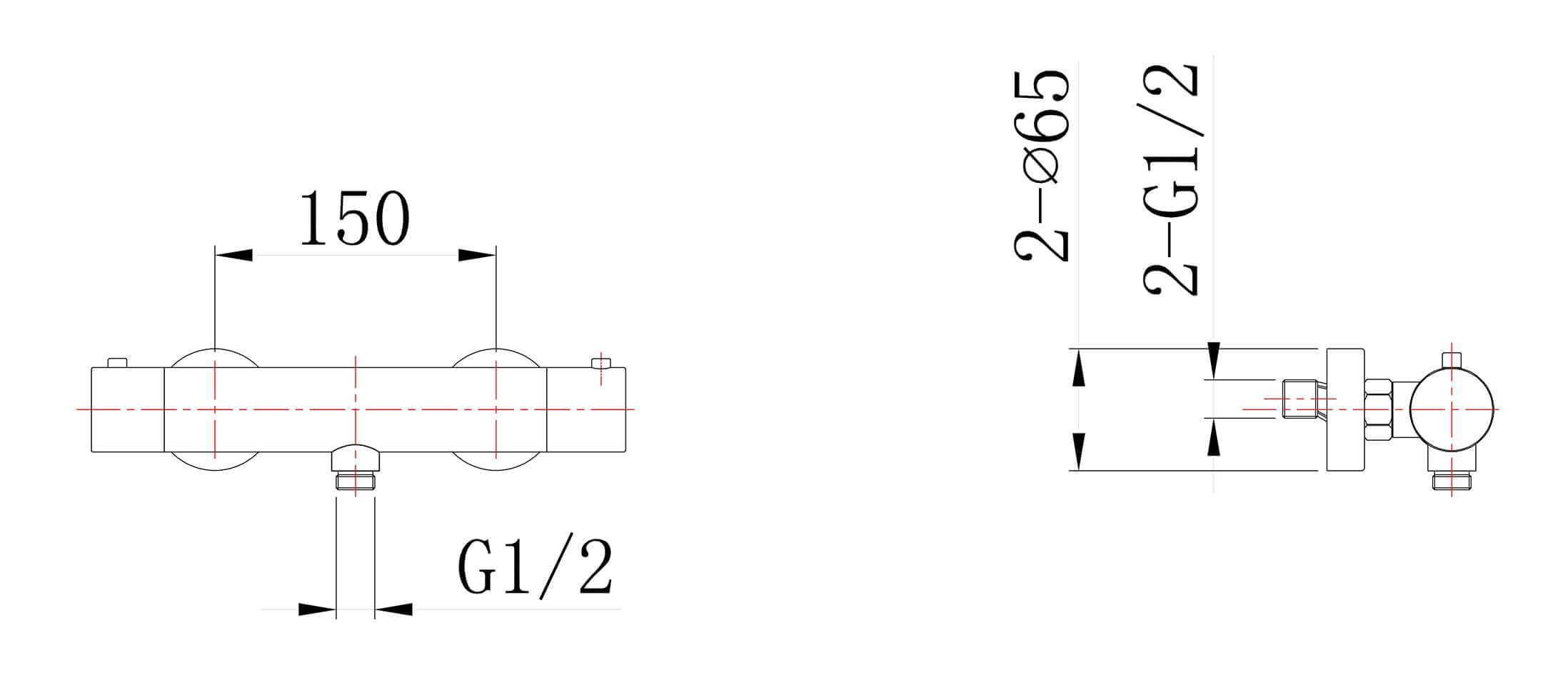 304 thermostatische douchemengkraan 15 cm geborsteld RVS