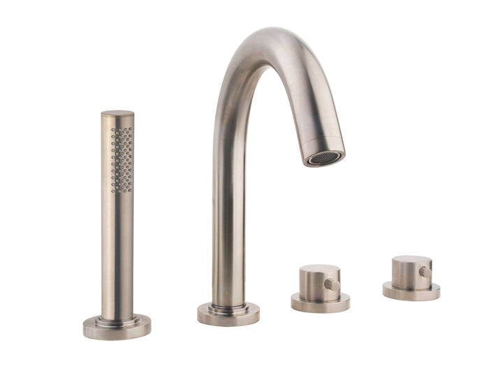 4-gats thermostatische badrandkraan Wiesbaden in roestvrijstalen afwerkingsset