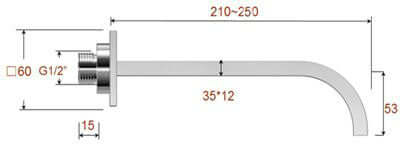 Wiesbaden Vierkant 25 cm 1/2" Inbouwuitloop Chroom